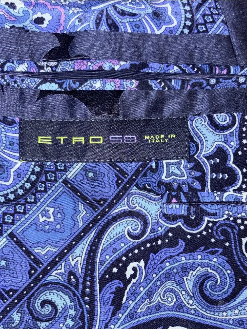 Etro Milano Linen Silk Jacquard Blazer Size 58 IT / 48 US Blue Grey